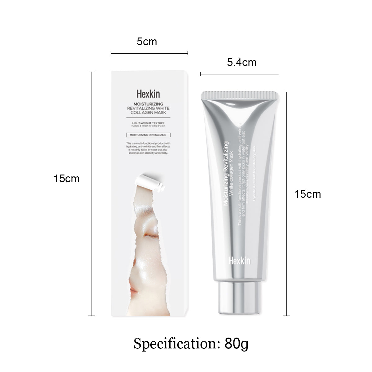 Hexkin Moisturizing Revitalizing White Collagen Mask (Free Brush)