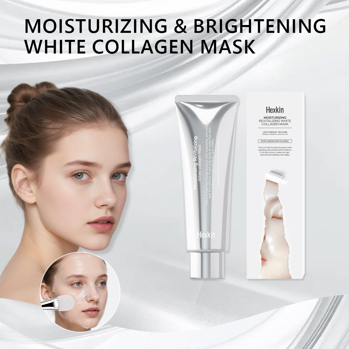 Hexkin Moisturizing Revitalizing White Collagen Mask (Free Brush)